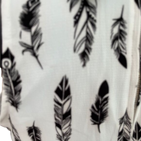 LUMIERE  Black White feather Boho lined SHIFT DRESS size M - Picture 7 of 7